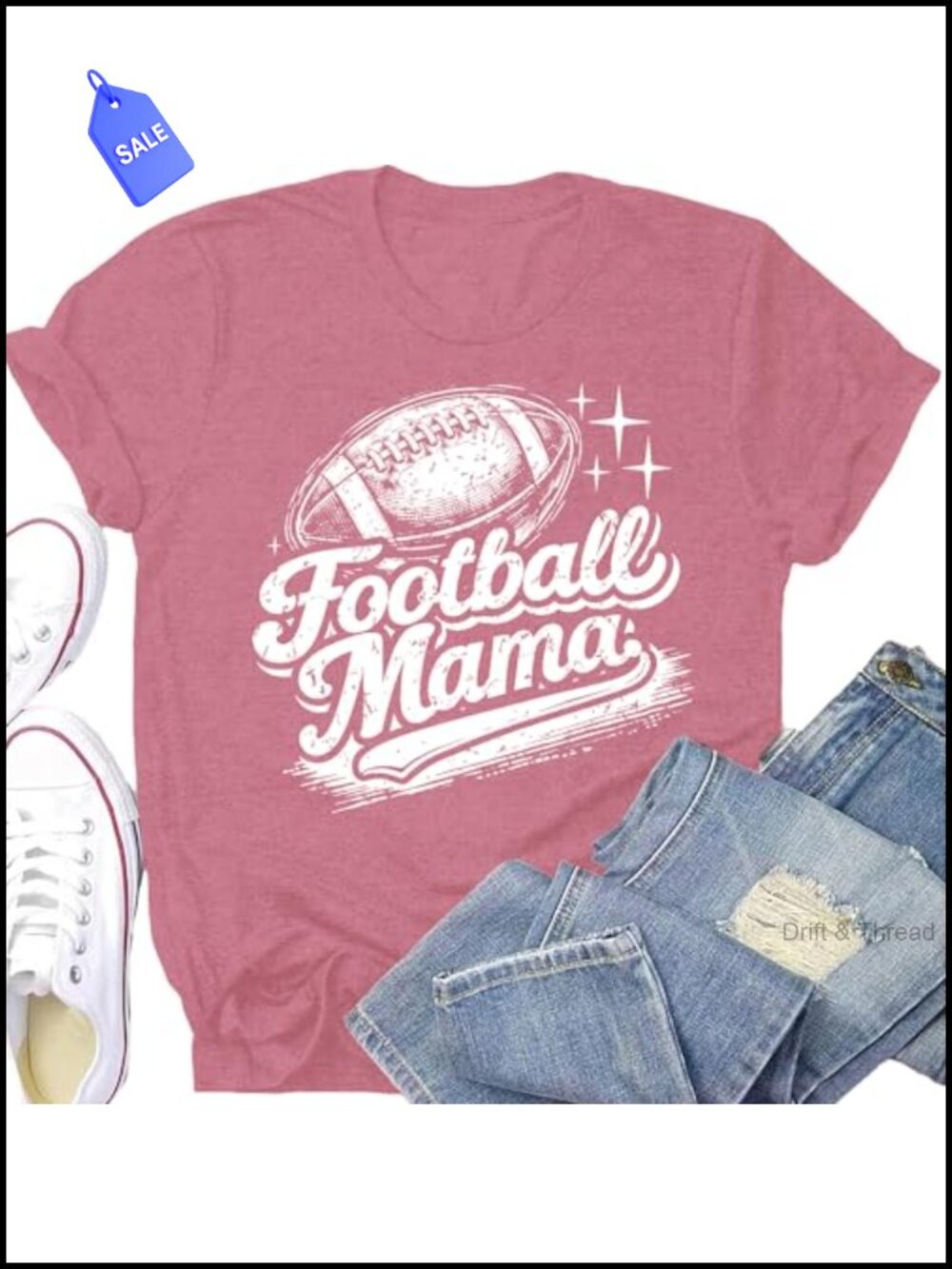Football Mom Shirt Women Game Day Tee Short Sleeve Crew Neck Relaxed Fit